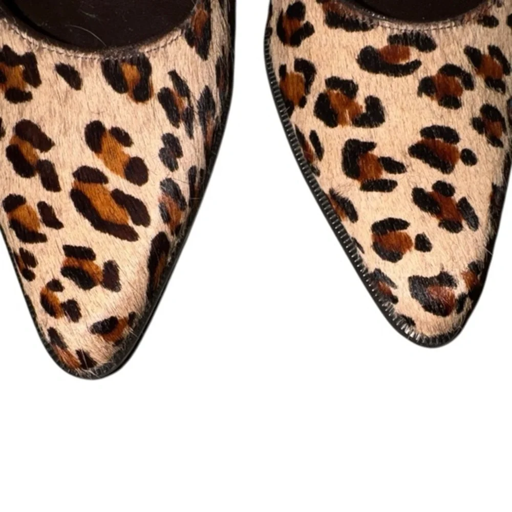 Franco Sarto | Women's Tan Brown Leopard Print Leather Calf Hair Heels Sz 7.5‎ m